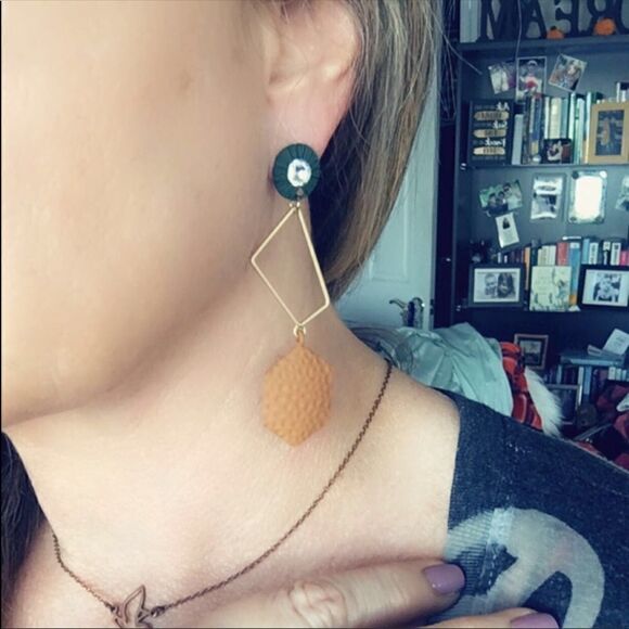 Art Deco Metal and Crystal Earrings - Picture 5 of 5